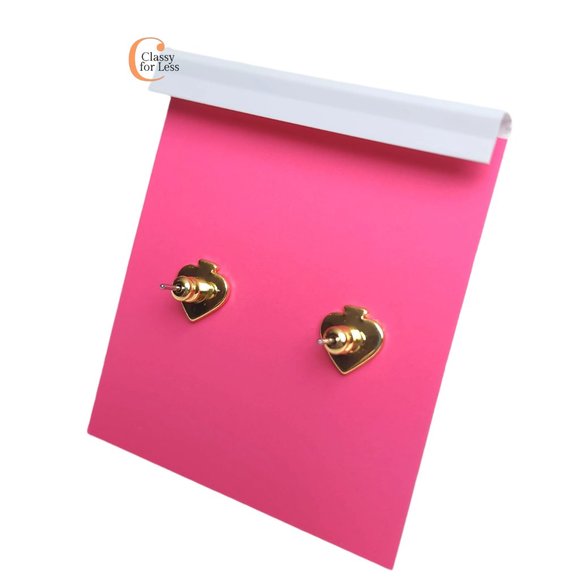 Kate Spade Glitter Heart Stud Earrings - PINK with Dust Bag - Picture 5 of 6